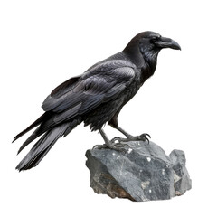 Fototapeta premium Isolated Raven Standing on a Rock Without Background Transparency.
