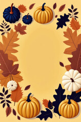 Pumpkin pastry season greeting card, invitation, Thanksgiving pumpkins and pies.