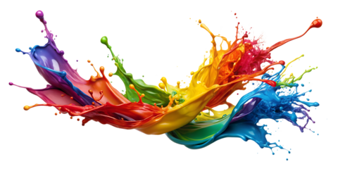Splash of multi-colored paint on a transparent background, png