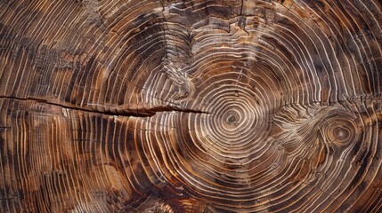 Fototapeta premium Close-up of a tree stump showcasing growth rings and texture.