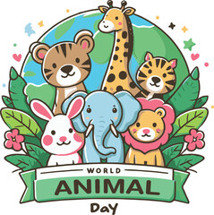 World Animal Day Typography Illustration Art