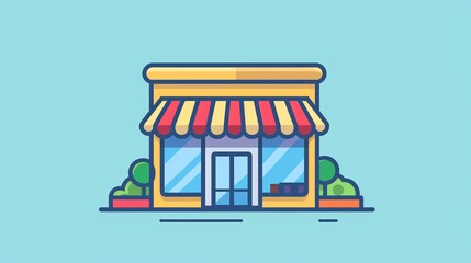 Obraz premium Shopfront symbol. Basic depiction of a store suitable for business listings, shopping applications, and commercial offerings. Drawing.
