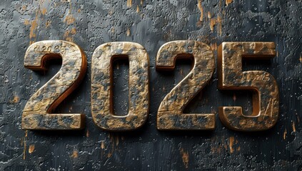 Golden 2025 on a Dark Background