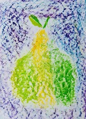 Abstract Pear Drawing with Colorful Background