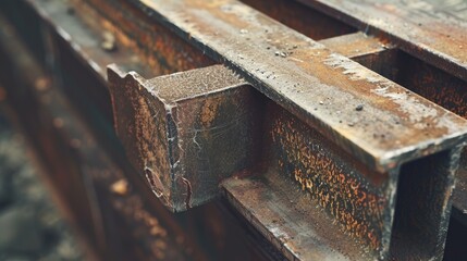 Close-up of a rusty metal beam with textured surface.