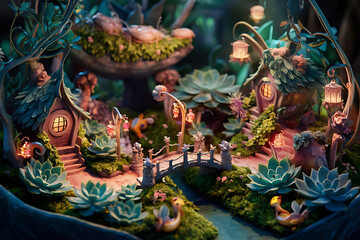 Obraz premium terrarium with miniature fairy village