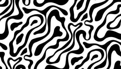 Seamless op art pattern with black and white abstract shapes