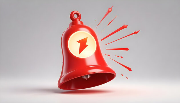 red 3D bell with a flashing danger alert 8