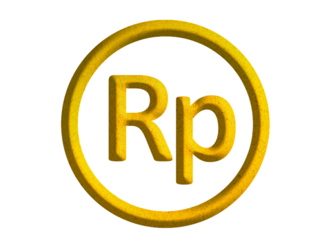 rupiah sign icon, Indonesian currency symbol design with gold motive