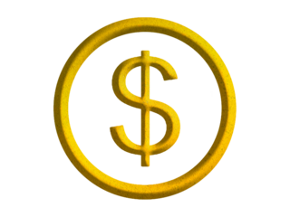 dollar sign icon, currency symbol design with gold motitive