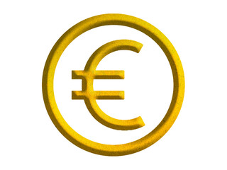 euro sign icon, euro currency symbol design with gold motive