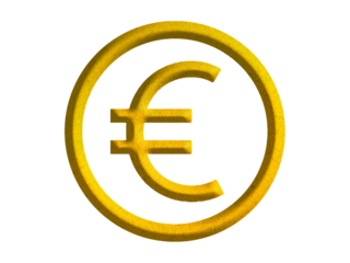 euro sign icon, euro currency symbol design with gold motive
