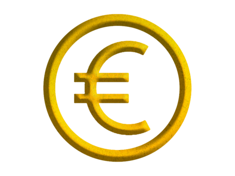 euro sign icon, euro currency symbol design with gold motive