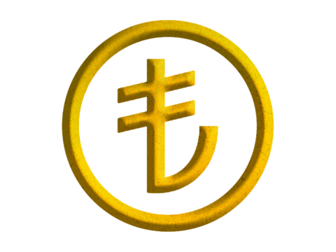 lira sign icon, turkey currency symbol design with gold motive