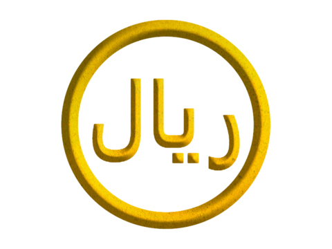 riyal sign icon, Saudi Arabia currency symbol design with gold motive