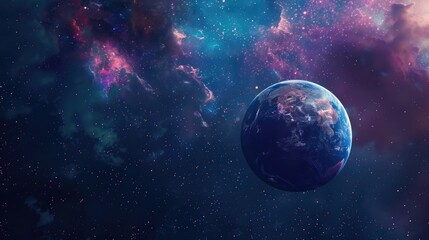 Fototapeta premium Planet floating in space, offering a breathtaking and awe-inspiring cosmic scene