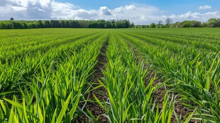 Obraz premium Barley field s fresh green shoots