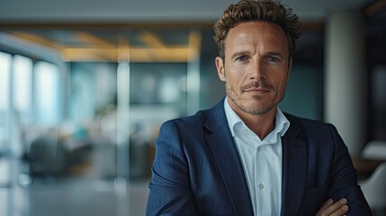 Fototapeta premium A confident Gen X man giving a presentation in a boardroom