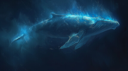Fototapeta premium Enigmatic Blue Humpback Whale Underwater..