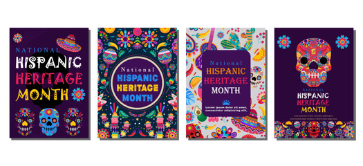 Elegant hispanic heritage month Set of greeting cards, posters, holiday covers