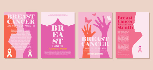 Breast Cancer Awareness Month set banner for social media, cover, background