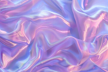 Fototapeta premium Dreamy Iridescent Purple and Pink Fabric with Soft Waves and Sunlight, Light to Dark Lavender Gradient Background, Highlighting Delicate Textures and Luxury Fashion Design