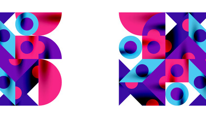 Colorful triangles circles square geometric design. Abstract background for wallpaper, banner, backdrop, card, book Illustration, landing page