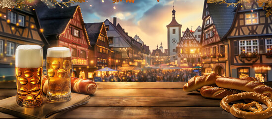 Oktoberfest&christmas German Celebration Product Display: Beer, Weißwurst & Pretzel Tabletop