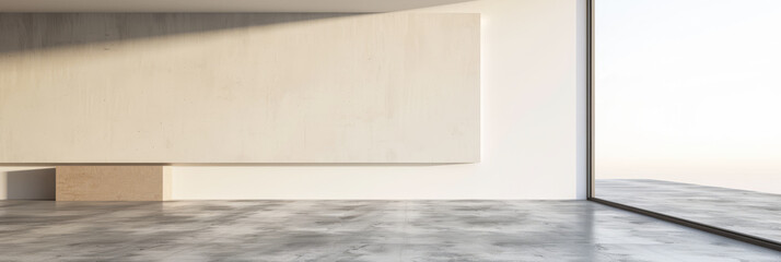 Fototapeta premium Residential empty room interiors with no furniture, natural lighting and ample copy space. Mockup interiors conceptual image.