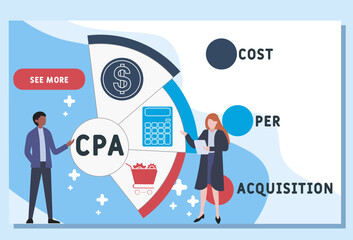 CPA - Cost Per Acquisition acronym. business concept background. vector illustration concept with keywords and icons. lettering illustration with icons for web banner, flyer, landing pag