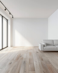 Obraz premium Residential empty room interiors with no furniture, natural lighting and ample copy space. Mockup interiors conceptual image.