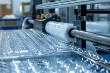 Close-up of a Bubble Wrap Machine in Action