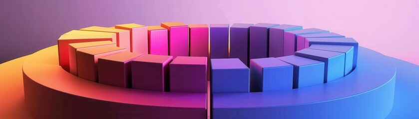 Fototapeta premium Realistic circular bar chart, modern style, gradient colors, studio lighting