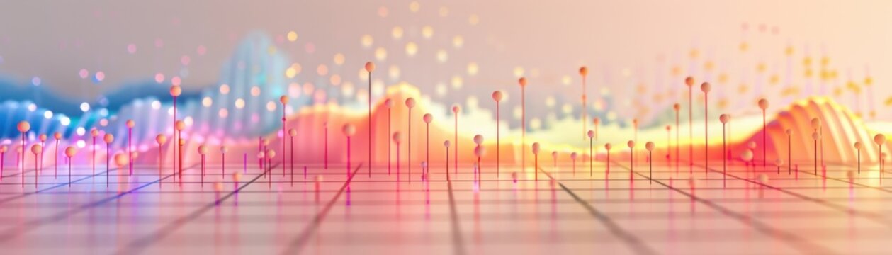 Realistic scatter plot, light background, markers, grid lines, studio lighting