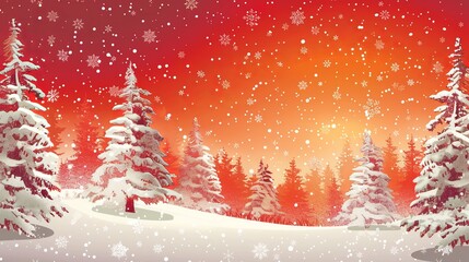Obraz premium Snowy Forest at Sunset