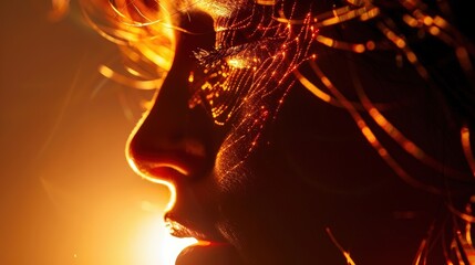 A Close-up Shot of a Silhouettes with radiant light streaks