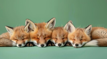 Obraz premium A group of foxes laying on top of each other