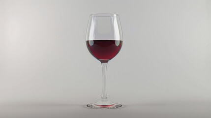 Elegant Glass of Red Wine on White Background