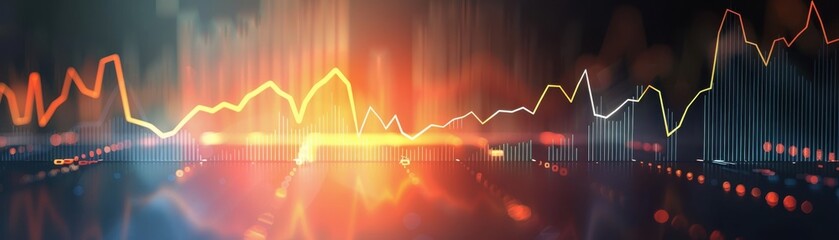 Fototapeta premium Realistic animated line chart, sleek design, dynamic effects, studio lighting