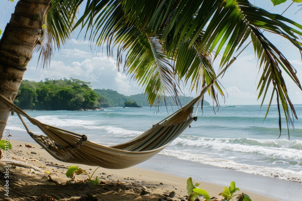 Wall mural tropical hammock on a sunny beach