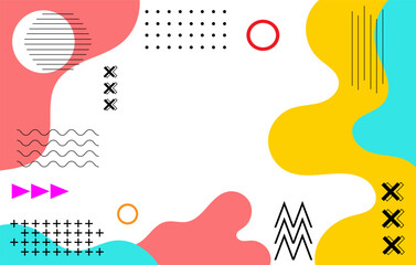 Obraz premium Colorful abstract pop art paint splash pattern Background With Memphis Style And Geometric Shaped