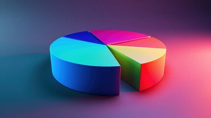 Obraz premium Studio lighting on pie chart segments, bright colors, soft shadows, realistic