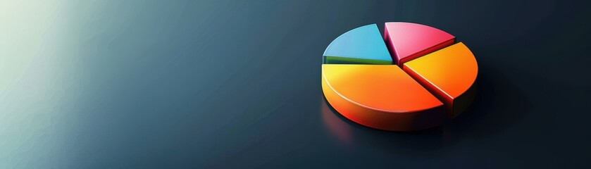 Fototapeta premium Realistic pie chart, multicolored, dynamic layout, sleek design, studio lighting