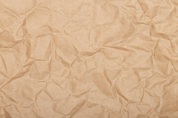 Brown wrinkle recycle paper background, Brown Craft crumpled paper, cardboard background.