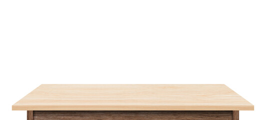 Brown wooden table top isolated on white background. Used for display or montage your products