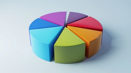 Obraz premium Pie chart with bright segments, soft shadows, realistic, studio lighting