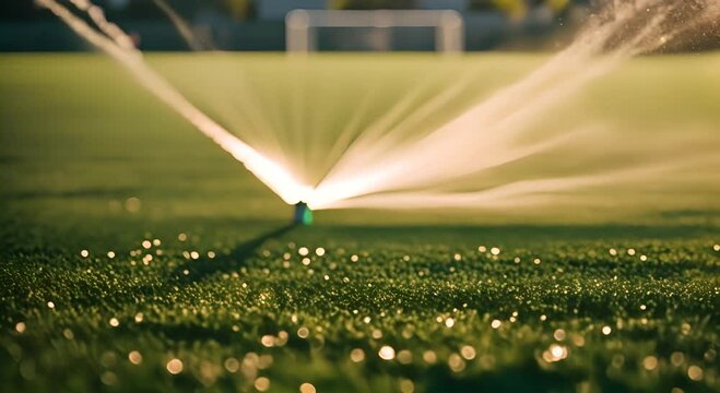 Water sprinkler in a football stadium.