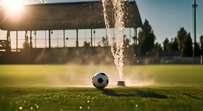 Water sprinkler in a football stadium.