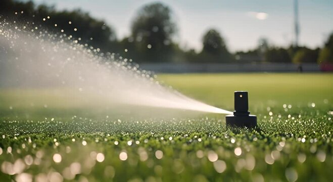 Water sprinkler in a football stadium.