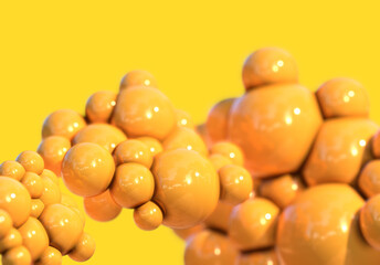 3d yellow bubble abstract background